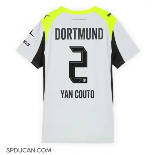 Zenski Nogometni Dres Borussia Dortmund Yan Couto #2 Gostujuci 2025-26 Kratak Rukav
